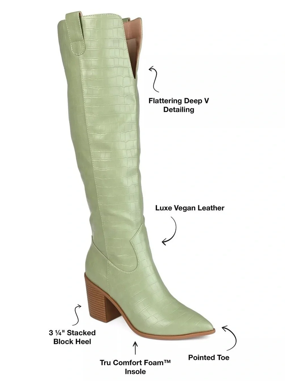 Journee Collection Sage Green Croc-Embossed Over-the-Knee Therese Boot